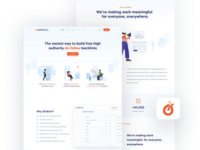 SEO Birth landing page 2020 acodez agency app clean dashboard design figma figmadesign illustration landing minimal procreate product product design seo typography ui ux web