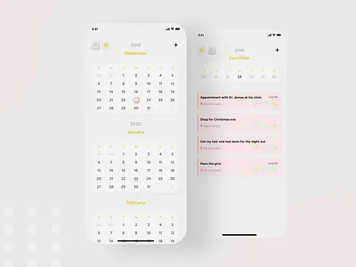 Skeumorphic Calendar UI - Day & Month View calendar calendar app calendar design kit mobile app design mobile ui neumorphism skeumorphic ui ux uiux uiux design uiuxdesign