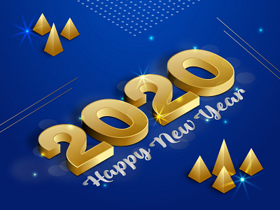 Happy New Year 2020 branding design illustration logo typography vector