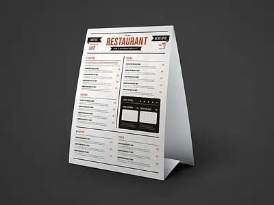 Free Restaurant Table Tent Menu Mockup free free download free mockup free psd mockup mockup design mockup psd mockup template mockups