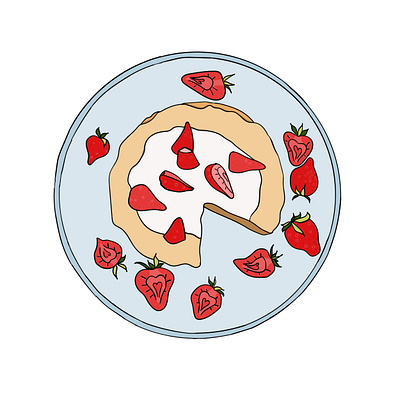 Organic healthy pancakes with yogurt and strawberries design food illustration pancake strawberry yogurt