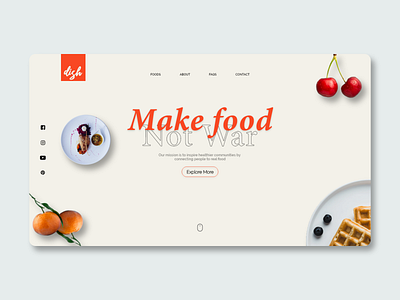 dish clean concept creative ecommerce food food and drink homepage landing page minimal restaurent shop ui ux web website white