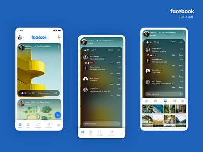 Facebook - Redesign app black card desig design experiment icon minimal typography ui ux