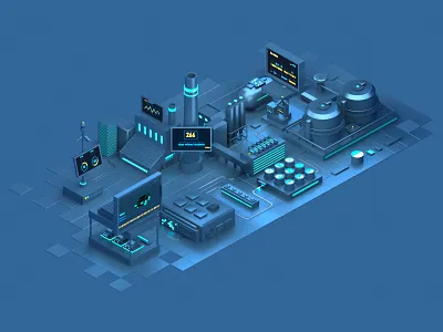 IOT2 3d c4d cinema4d connection data digital future illustration illustrator isometric octane photoshop techno