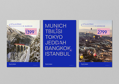 Poster Prototype for Fly High branding collateral mockup stationery tourism travel