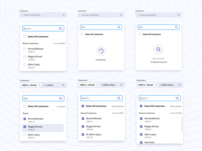 Dropdown Menu Variations - ERP System checkbox customer design dropdown menu erp icon illustration loading icon results scroller search bar search results tags typography ui ui design ux