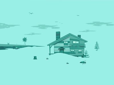 Green Cabin 2d animation 2d character cabin character design digital art digital painting graphic design illustration illustration art illustration design illustrations illustrator landscape illustration minimalism visual art visual design