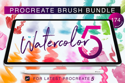 Procreate 5 Watercolor Brush Bundle art creative design digital art graphic graphic design ipad pro paint paint brush paint brushes painting painting brush procreate procreate brush procreate brush set procreate brushes procreate bundle watercolor watercolor brush watercolor brushes