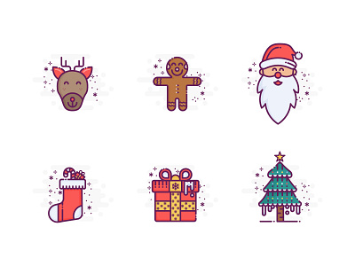 Christmas Icons art brand branding cartoon christmas christmas box christmas doll christmas elk christmas icons christmas party christmas socks christmas tree clean concept design icons design illustration logo minimalist icon santaclaus