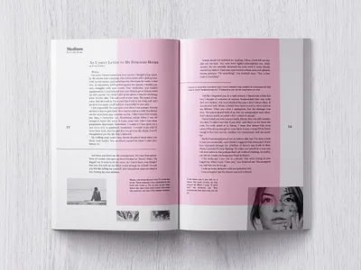 Magazine Spread article magazine magazine spread medium pink print typography