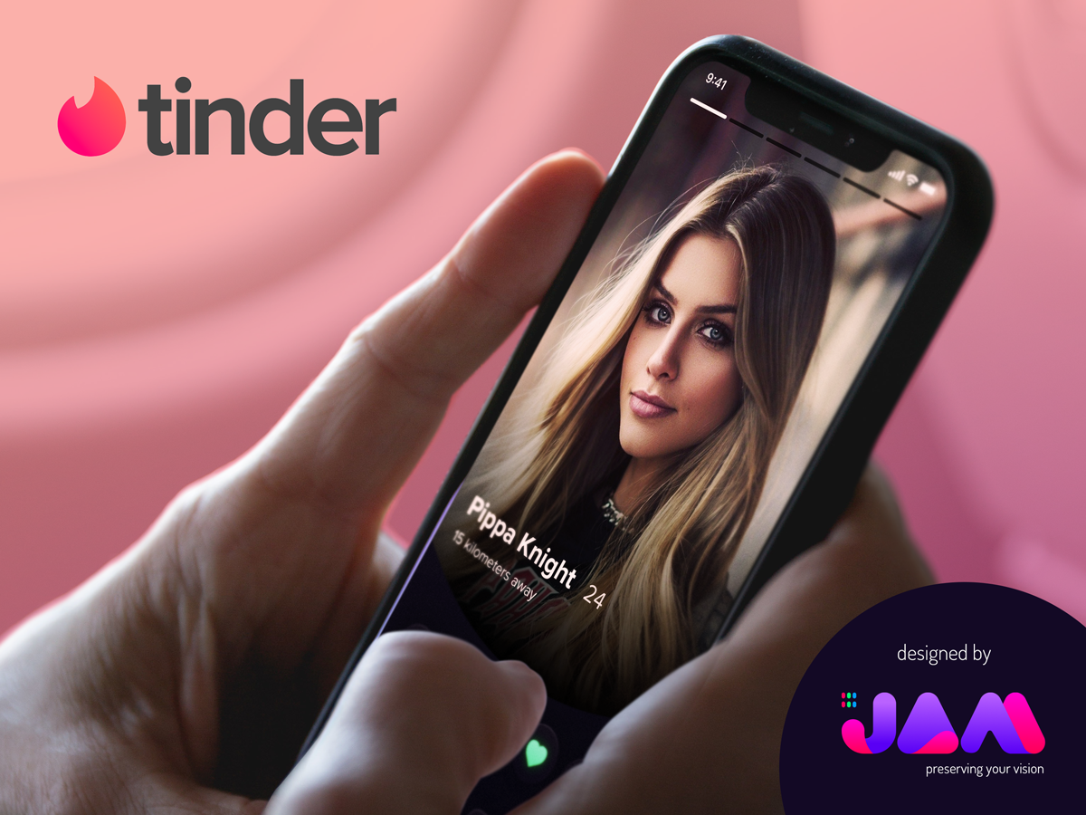 Example of Tinder Dating App Redesign - DARK Interface