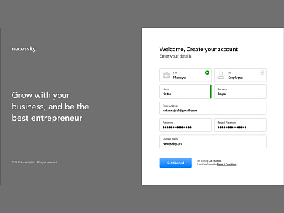 Necessity Registration Screen design register register form register page registration registration form registration page