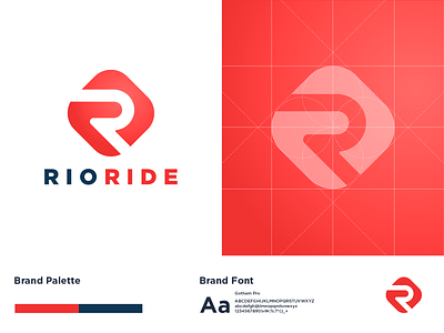 rioride blue branding design graphic identity logo logo a day logodesign logotype red ride rio road taxi transport typography vector