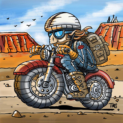 Heading West art digital art handdrawn illustration motorcycle procreate