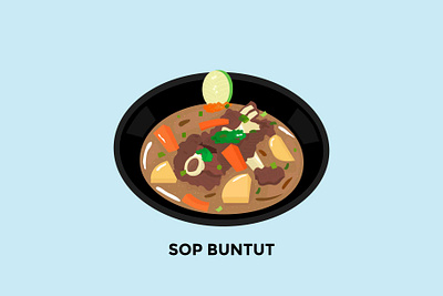 Oxtail Soup (Sop Buntut) Illustration culinary flat design graphic design illustration indonesian food vector