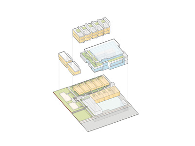 Axonometric Program Diagram architecture visualization brochure design design diagramming diagrams illustration information design layout print design