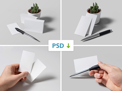 4 Free Business Card Mockups blank branding business card cactus download free free psd freebie freebie psd logo mockup mock up mock ups mockup pen photoshop psd psd template realistic white