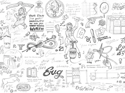 '19 Sketch Roundup (2) 2019 analog cowboy handletters handtype illustration luck pencilsketch process sketch sketchbook