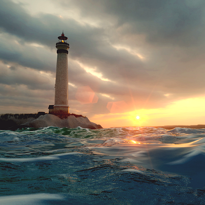 Lighthouse 3d 3d art 3d artist cinema4d composition lighthouse redshift3d render rendering water