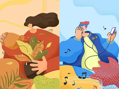 postercards for 51job colorful drawing illustration life