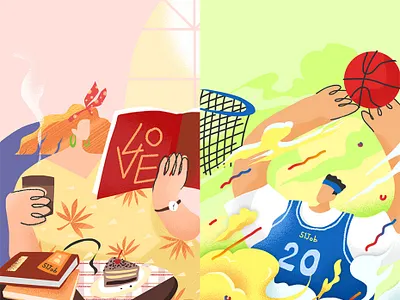 postercards for 51job colorful creative drawing illustration life young