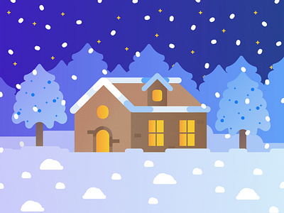 Christmas Time affinity blue cabin christmas christmas tree fire home house illustration minimalistic night nightlight snow snowfall snowflake snowy night white winter winterfell woods