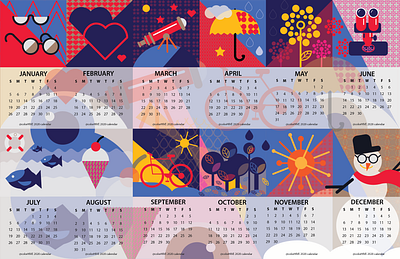 colorhive 2020 calendar bike calendar cute design fish flat flatdesign flower fun heart icecream icons illustration kids modern nature umbrella vector