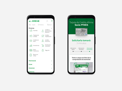 afirme movil app bank banking card clean credit card design green homepage menu mobile mobile menu product design ui ui ux ux web website