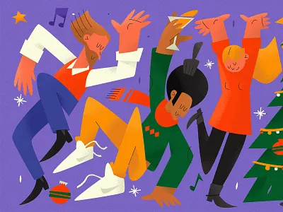 Merry Christmas by Ozz Part 2 brand branding character christmas dance designer flat gifs illustration jump men poster vector woman