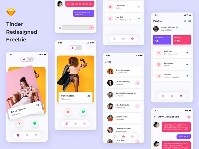 Tinder App Redesigned app branding design flat icon identity minimal redesign redesign concept tinder ui ux vector