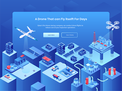 Drone web Header design header illustration illustrator isometric isometric art isometric design isometric icons isometric illustration ui