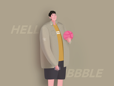 Hello Dribbble first shots illustration 人物 插画 球 运球