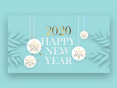 Happy New Year 2020 banner christmas christmas card christmas flyer christmas party christmas tree happy new year header jingle bells logo snow snowflake title typography xmas xmas card xmas flyer xmas party