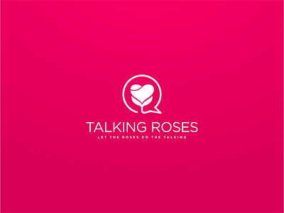 Talking Rose Logo Design bubble chat flat flower logo design message pink rose roses