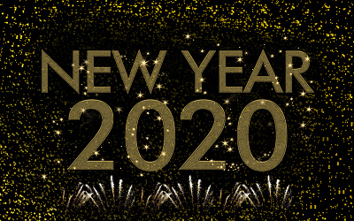 New year 2020 gold design art photoshop texture typography