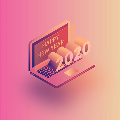 Happy New Year 2020 app flat gradient icon illustraion illustrator isometric minimal ui vector web website