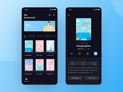 read book darkmode app book design illustration read ui ux