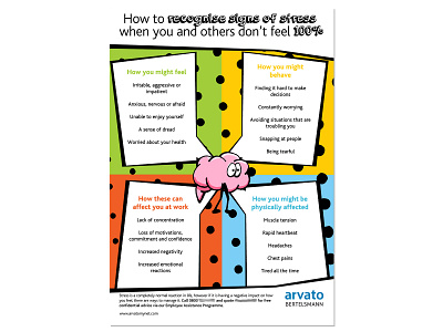 Mental health recognise signs of stress poster arvato branding design illustration office poster signs stress tips