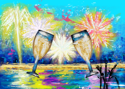 Happy New Year 2020 2020 art artwork design digital art digital illustration digital painting digitalart fireworks happy new year happy new year 2020 illustration illustration art illustration digital landscape new year paint painted painting sketch