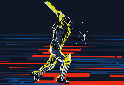 Sports Illustration Series #1 - Cricket art design digital graphic illustration vector