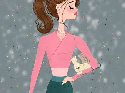 Skater Girl brunette cardigan iceskates kawaiiskates pink ponytail skates wrap