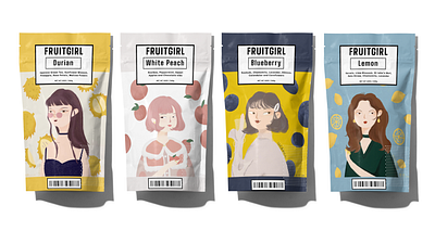 Four-flavour tea set blueberry commercial illustration design durian illustration lemon photoshop tea tea bag white peach