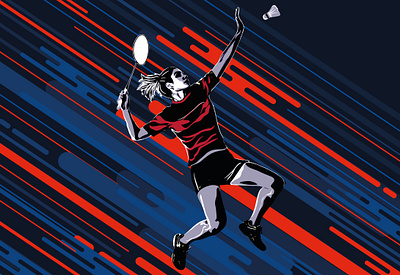 Sports Illustration Series #2 - Badminton art digital graphic illustration vector