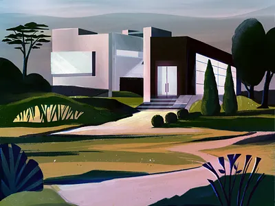 HAUS #4 app architecture branding branding design building city design grass home house illustration landscape modern modernism nature sunset travel trees vacation vector