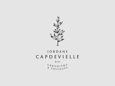 Jordane Capdevielle - 3rd logotype proposal badge engraving etching flower freelance illustration landscape design lineart olive olive branch personal personal brand personal logo tree urbanism vegetal