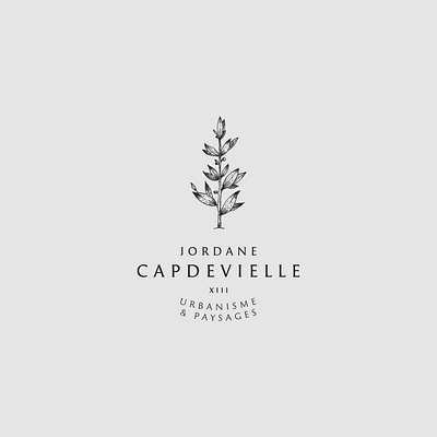 Jordane Capdevielle - 3rd logotype proposal badge engraving etching flower freelance illustration landscape design lineart olive olive branch personal personal brand personal logo tree urbanism vegetal