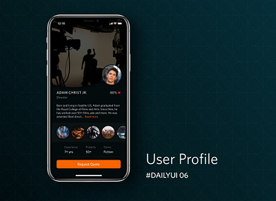 #DailyUI_06_User Profile conceptual dailyui dark ui design hire me iphonex profile design user profile