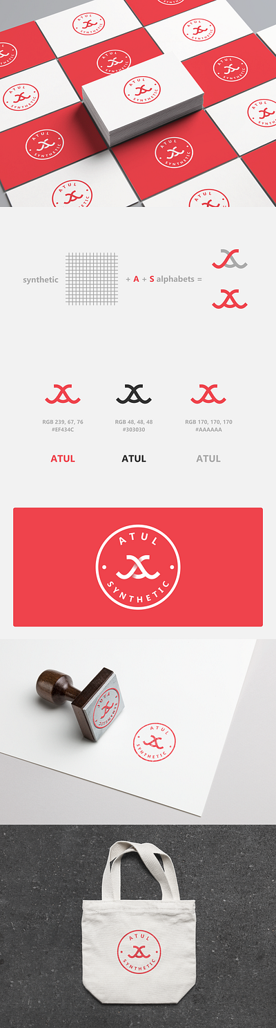 Branding Atul Synthetic brandidentity branding design business card design figmadesign logo logo a day logo design logo designer logodesign rubber stamp textile