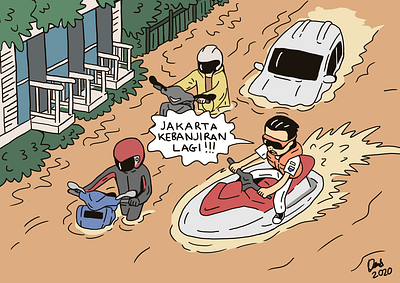 Jakarta floods eve 2020 2020 2020 trend art drawing flood illustration indonesia jakarta