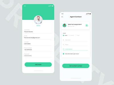 Agent Profile Screen app app design app ui application buttion buy color colors contact design desing edit email mobile profile property rent search sell ux